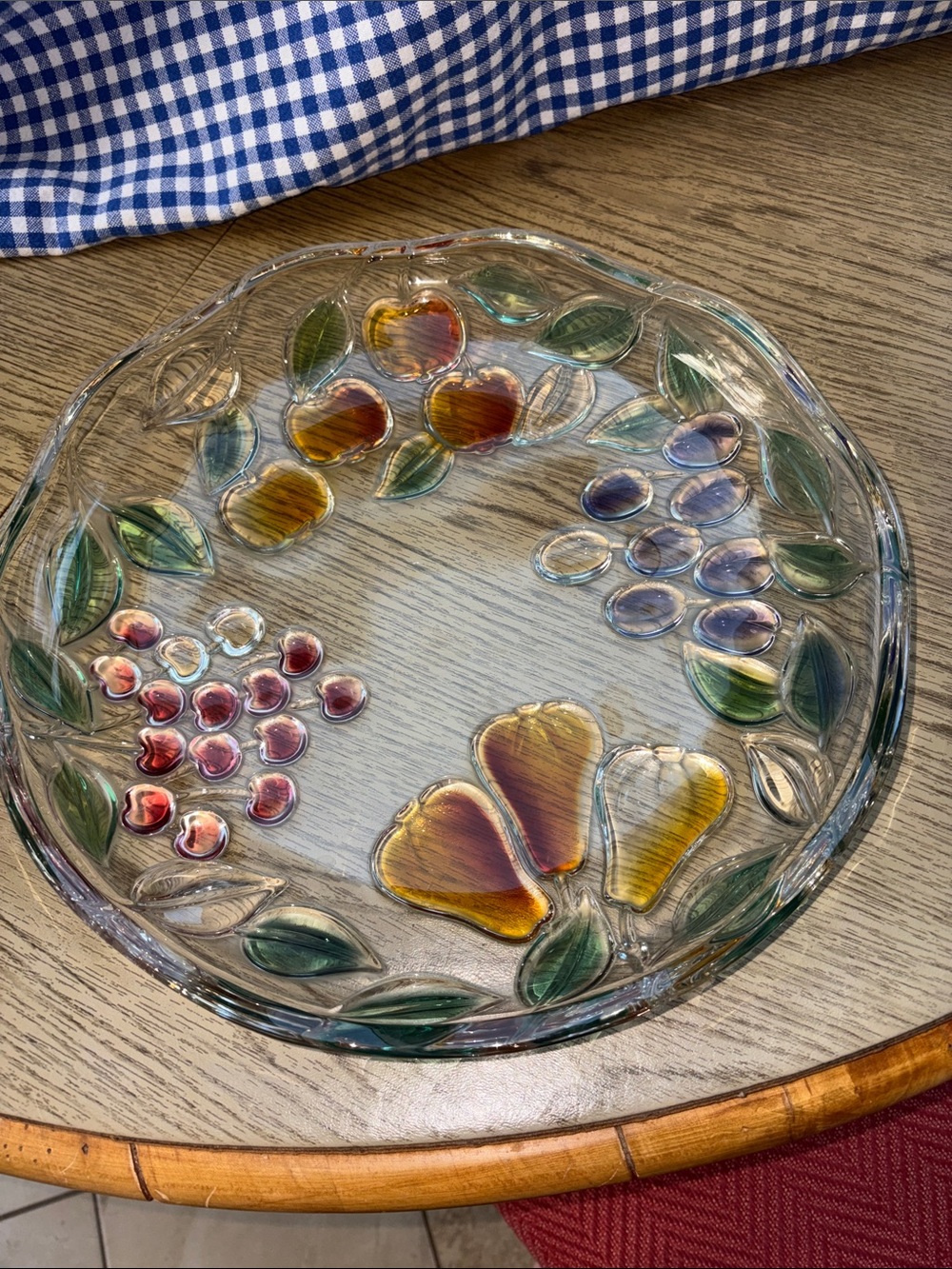 Mikasa Multicolor Fruit & Leaf Glass Serving Plate
